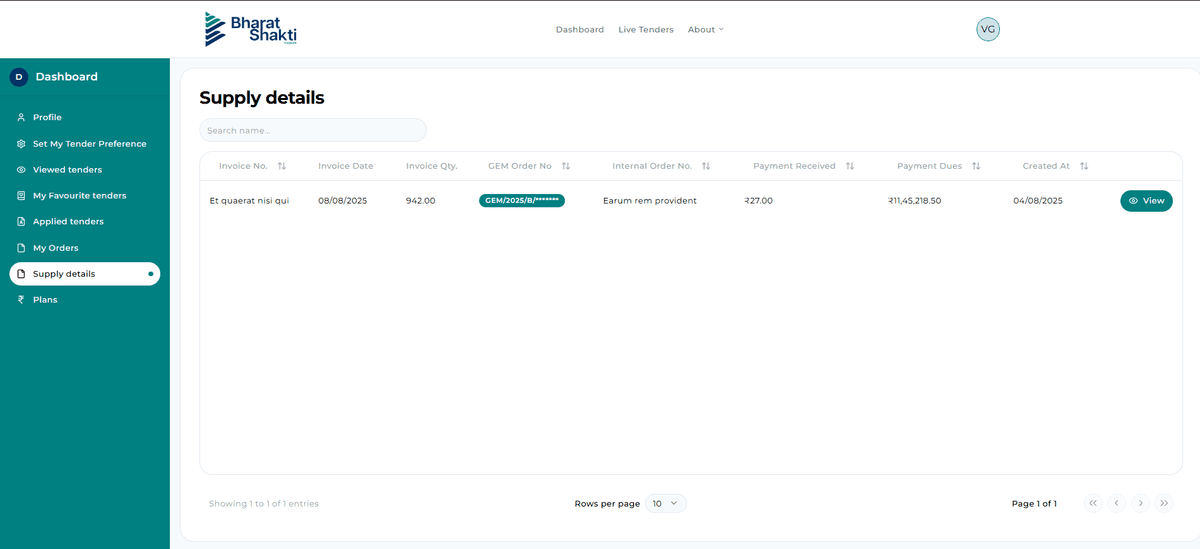 Supply Details Management